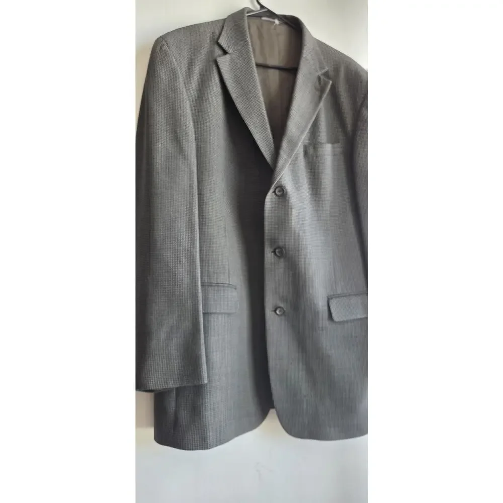 Vintage Oscar De La Renta 3Button Wool Blazer Sport Coat Jacket Men's Gray 44L